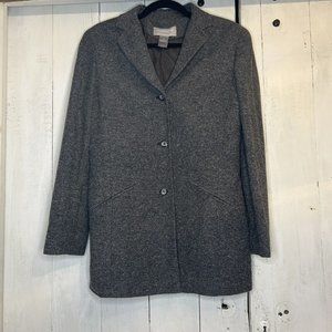Preowned Liz Claiborne Womens Wool Blend Blazer Charcoal Gray Size 10